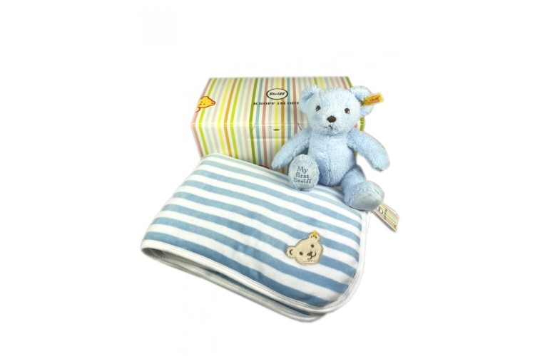 Baby Gift Set (Blanket & My First Bear) Blue