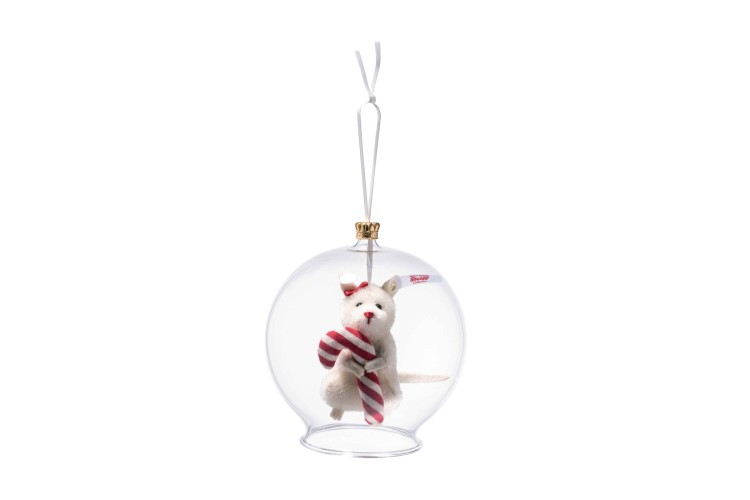 Candy Cane mouse in bauble ornament 2018 (006296) 8cm