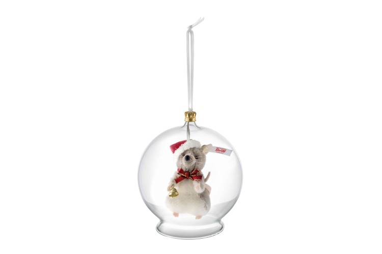 Christmas mouse in bauble ornament (021657) 8cm