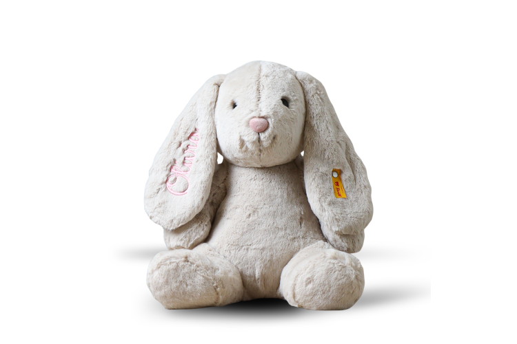 Hoppie Rabbit with Personalised Ear Embroidery (080487P) 38cm with gift box