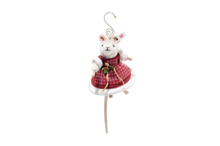 Mrs Santa mouse ornament (007453) 11cm