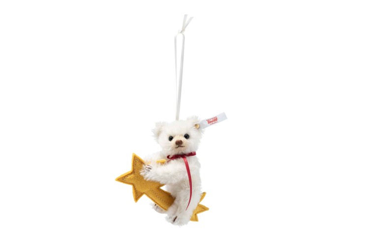 Teddy bear ornament on shooting star (007248) 11cm