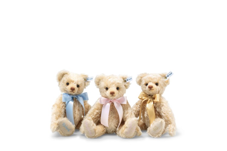 Teddy bear with personalised bow and embroidery on the sole (001703) 27cm